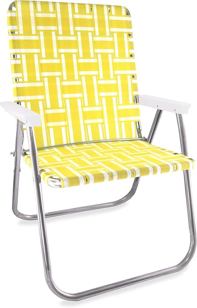 Lawn Chair USA Webbing Chair (Magnum, Yellow and White with White Arms) | Amazon (US)
