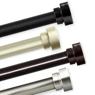 InStyleDesign Beret 1 inch Diameter Adjustable Curtain Rod - 120-170 inch - Black | Bed Bath & Beyond