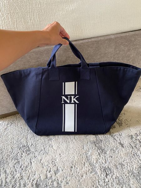 Tote bag. Travel bag. Beach bag. Spring bag. Summer bag  Canvas tote bag with a cute shape. Has long handles for shoulder carry too. Magnetic snap closure. You can customize with different designs and monogram. Code HINT20 to save. 

#LTKtravel #LTKover40 #LTKfindsunder100