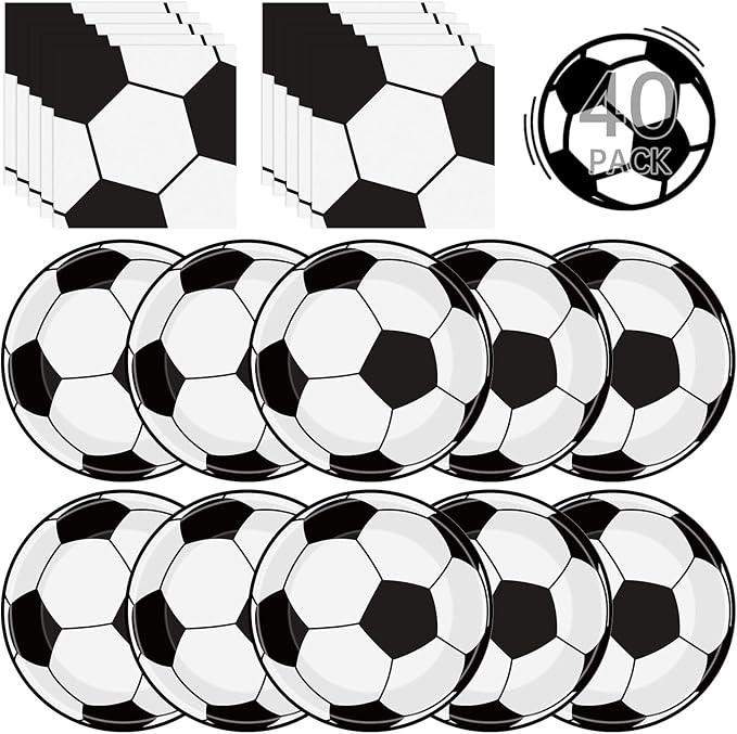 40Pcs Soccer Plates and Napkins Party Supplies - Soccer Birthday Party Decorations Tableware Set,... | Amazon (US)