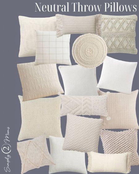 A collection of neutral throw pillows  and covers for your home. Cream, ivory, beige and off-white. Textures and patterns in cozy styles. Refresh your home for Spring and summer with decorative pillows. #throwpillows #neutralhomedecor #livingroomdecorating

#LTKSeasonal #LTKhome #LTKSale