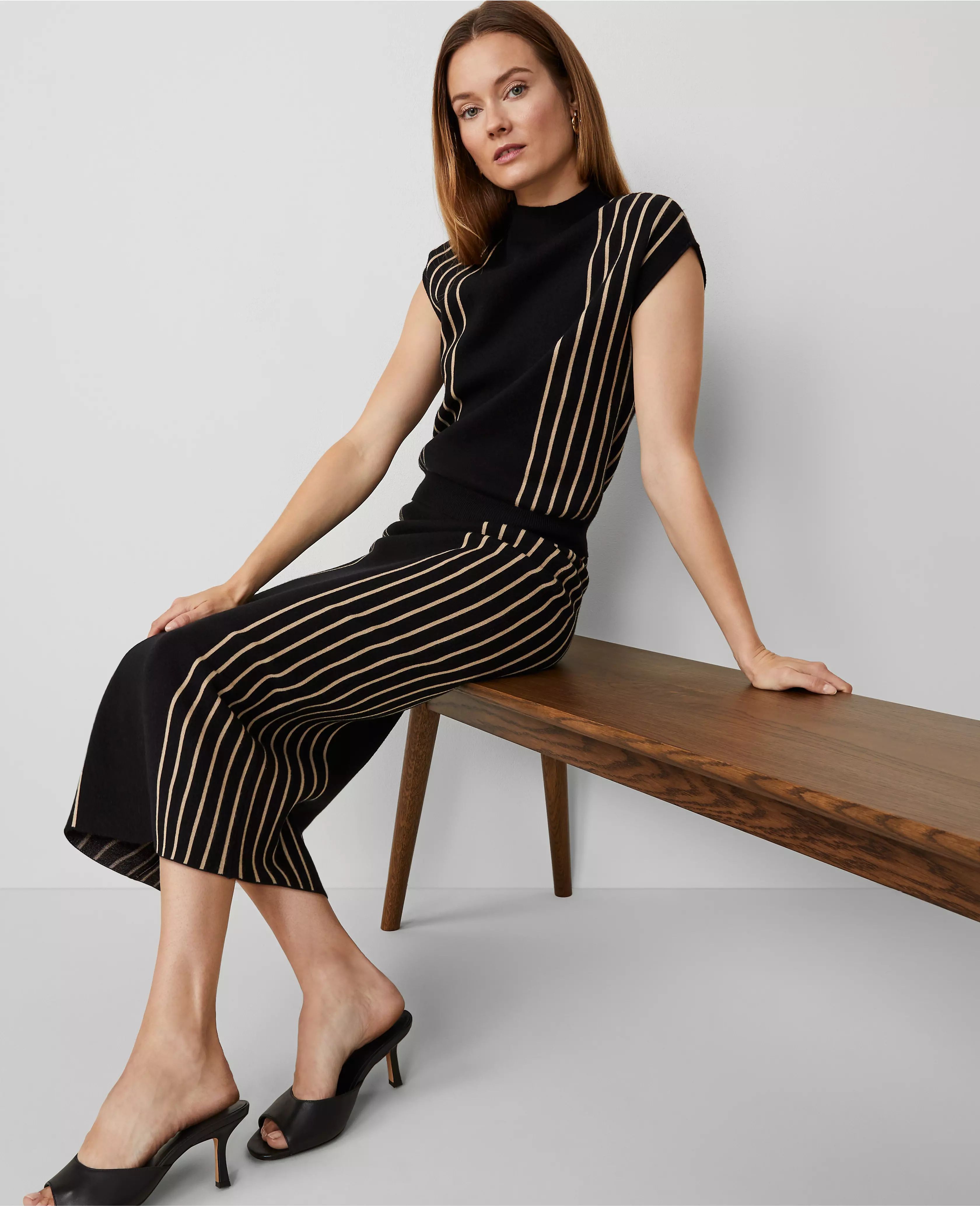 Petite Vertical Stripe Sweater Skirt | Ann Taylor (US)