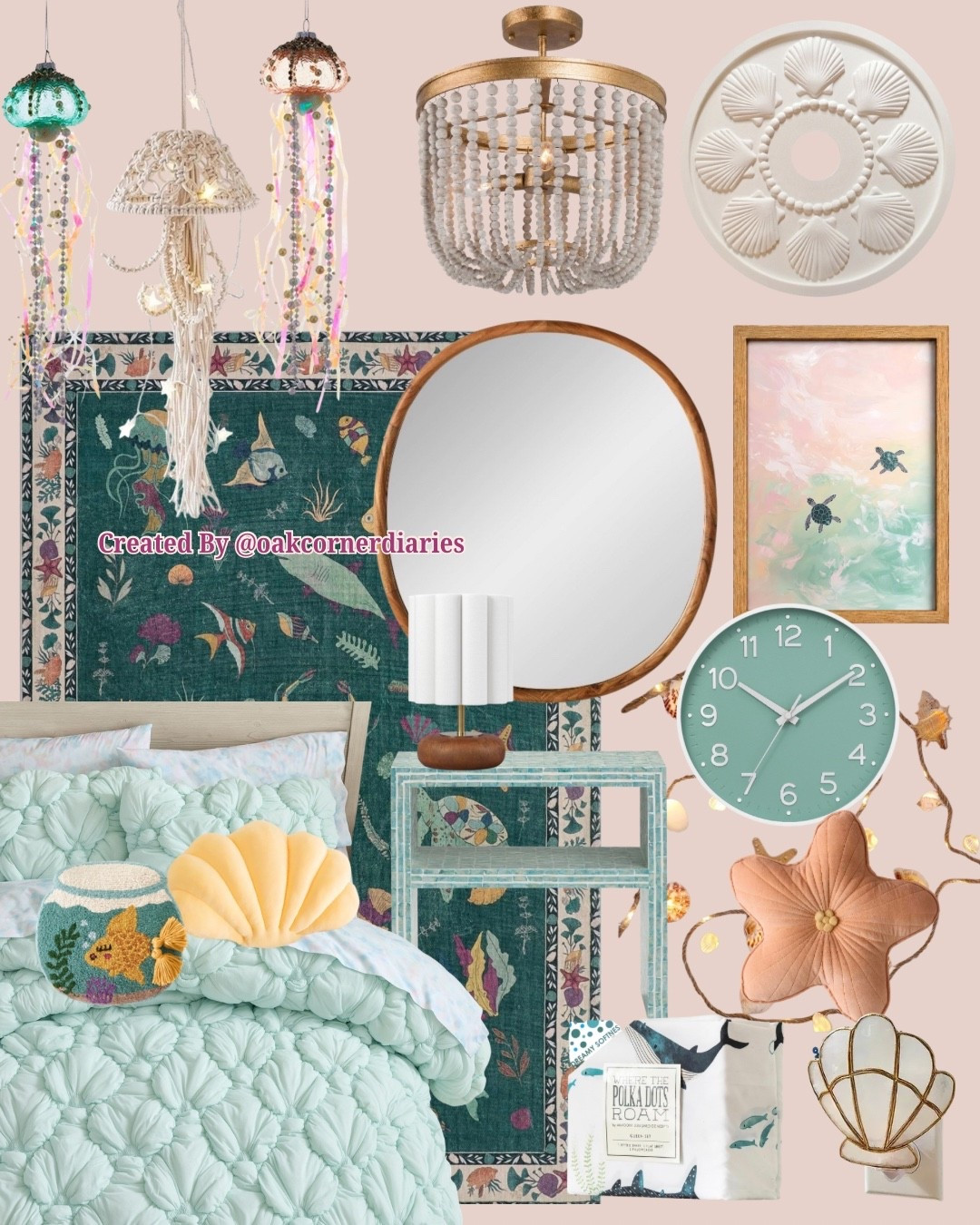 🌊✨ Dive into a dreamy coastal and ocean-inspired underwater escape! This girls’ bedroom blends deep turquoise and teal with playful pops of soft yellow, lavender, and coral orange for a space that feels bright, whimsical, and beautifully grown-up. Ocean-inspired details, dark wood accents, shell shapes, and colorful sea life bring the magic of the coast indoors—creating a timeless bedroom that can grow right along with her. 🐚🐠🪸

#LTKHome #LTKKids #LTKSaleAlert