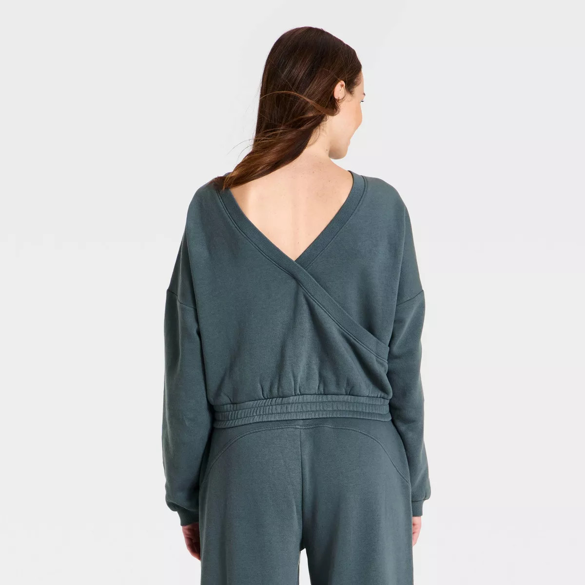 Women's Active Wrap Back Crewneck Pullover - JoyLab™ Dark Gray S | Target