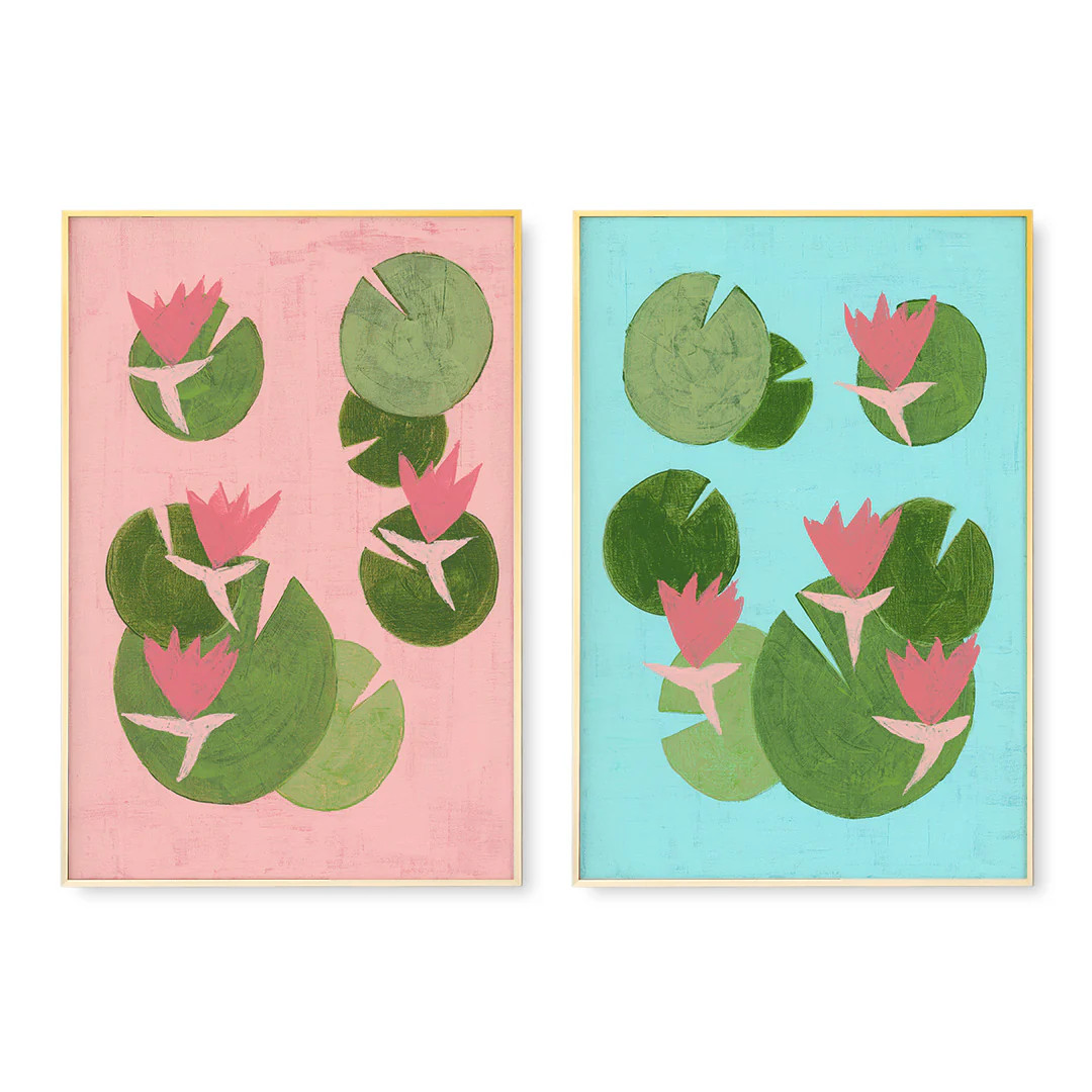 Dancing Lilies in Pink and Blue by Love Katie Darling Art Print | Urban Garden Prints