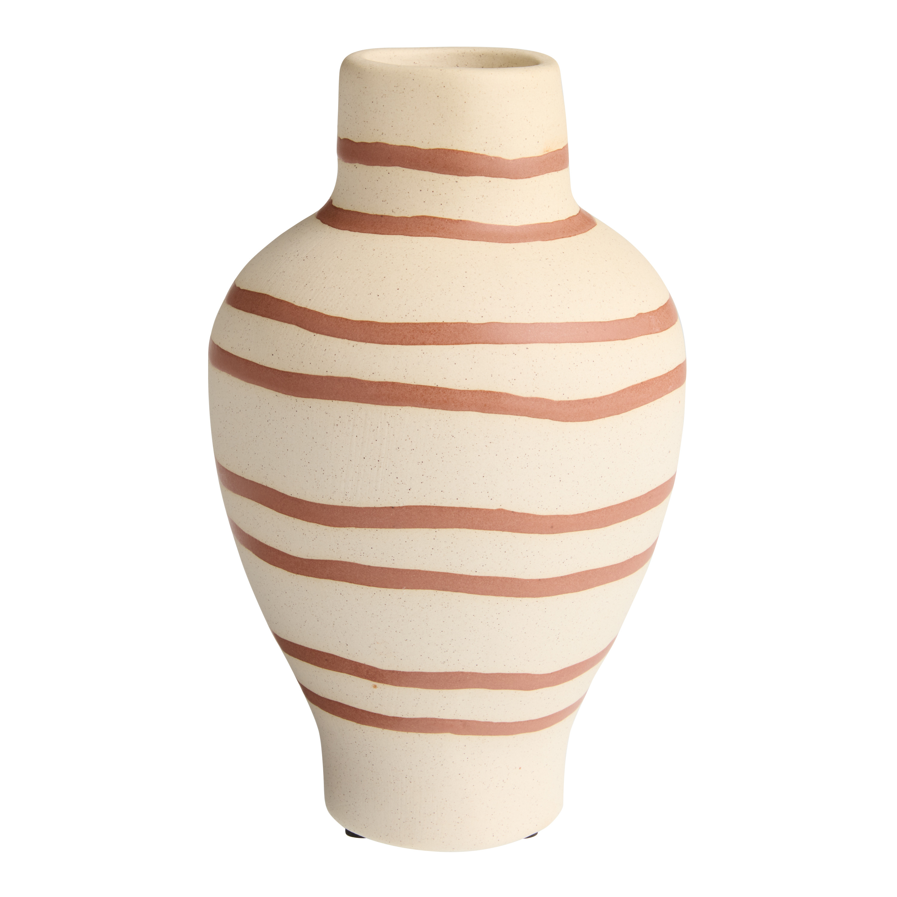 Ivory and Terracotta Clay Striped Vase | World Market