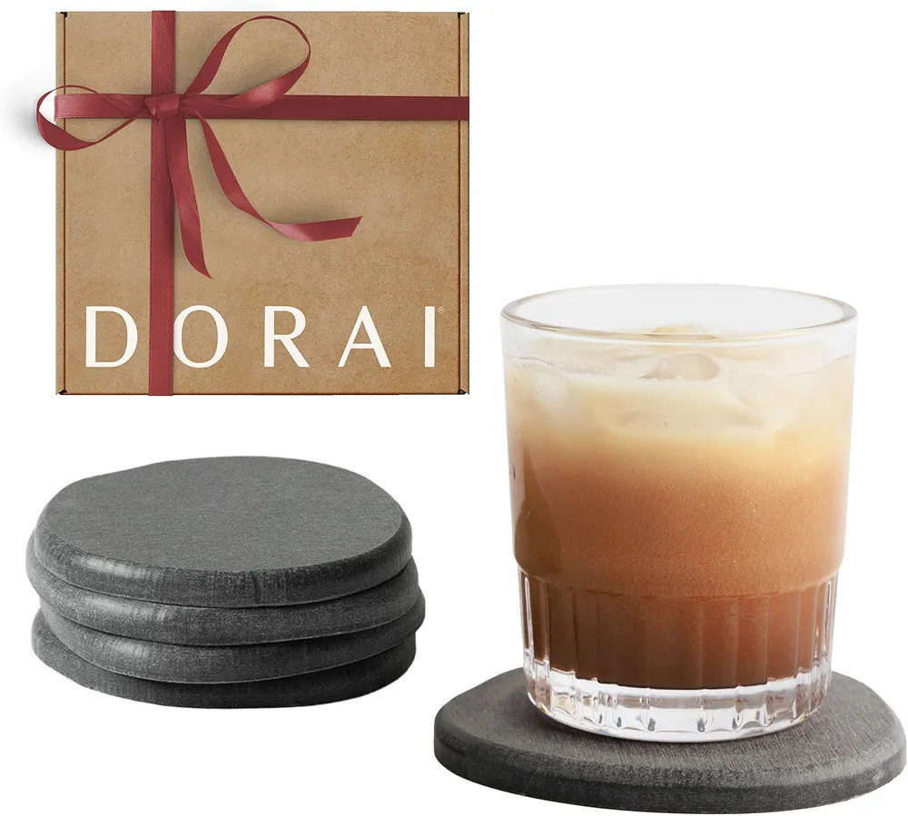 DORAI Home Stone Coaster Set - 4 Stone Coasters with Absorbent Diatomaceous Earth for Instant Dry... | Amazon (US)