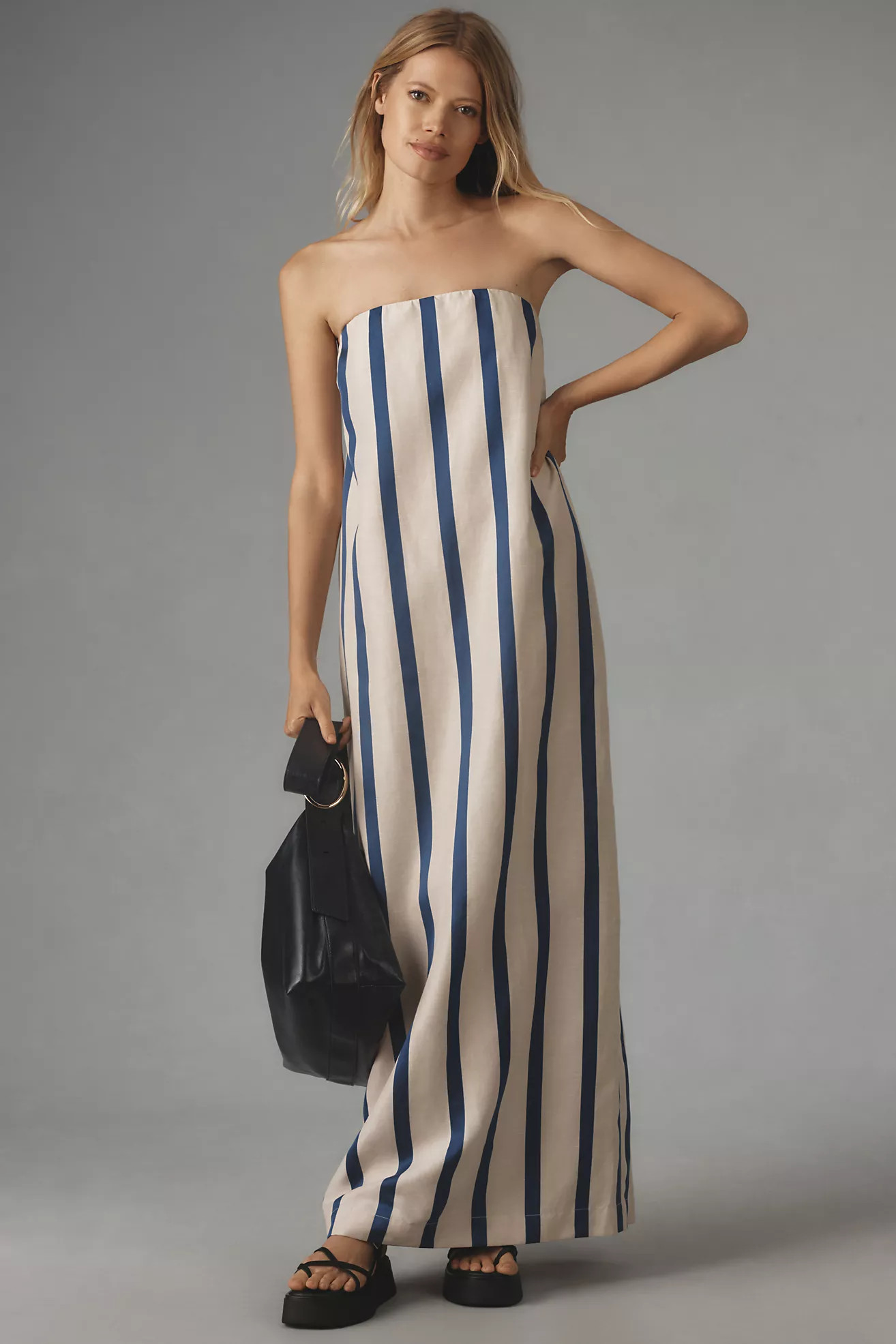 BONDI BORN Maine Strapless Linen Maxi Dress | Anthropologie (US)