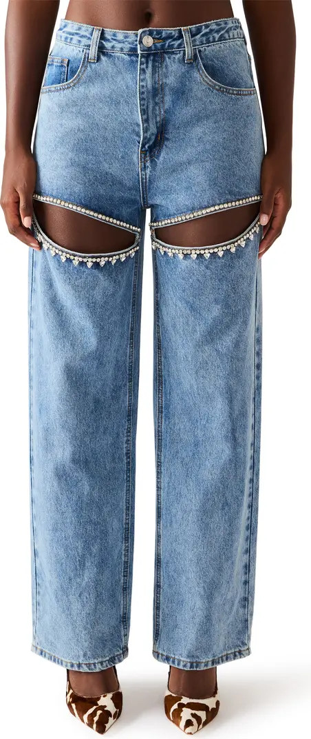 Taylor High Waist Rhinestone Cutout Detail Jeans | Nordstrom