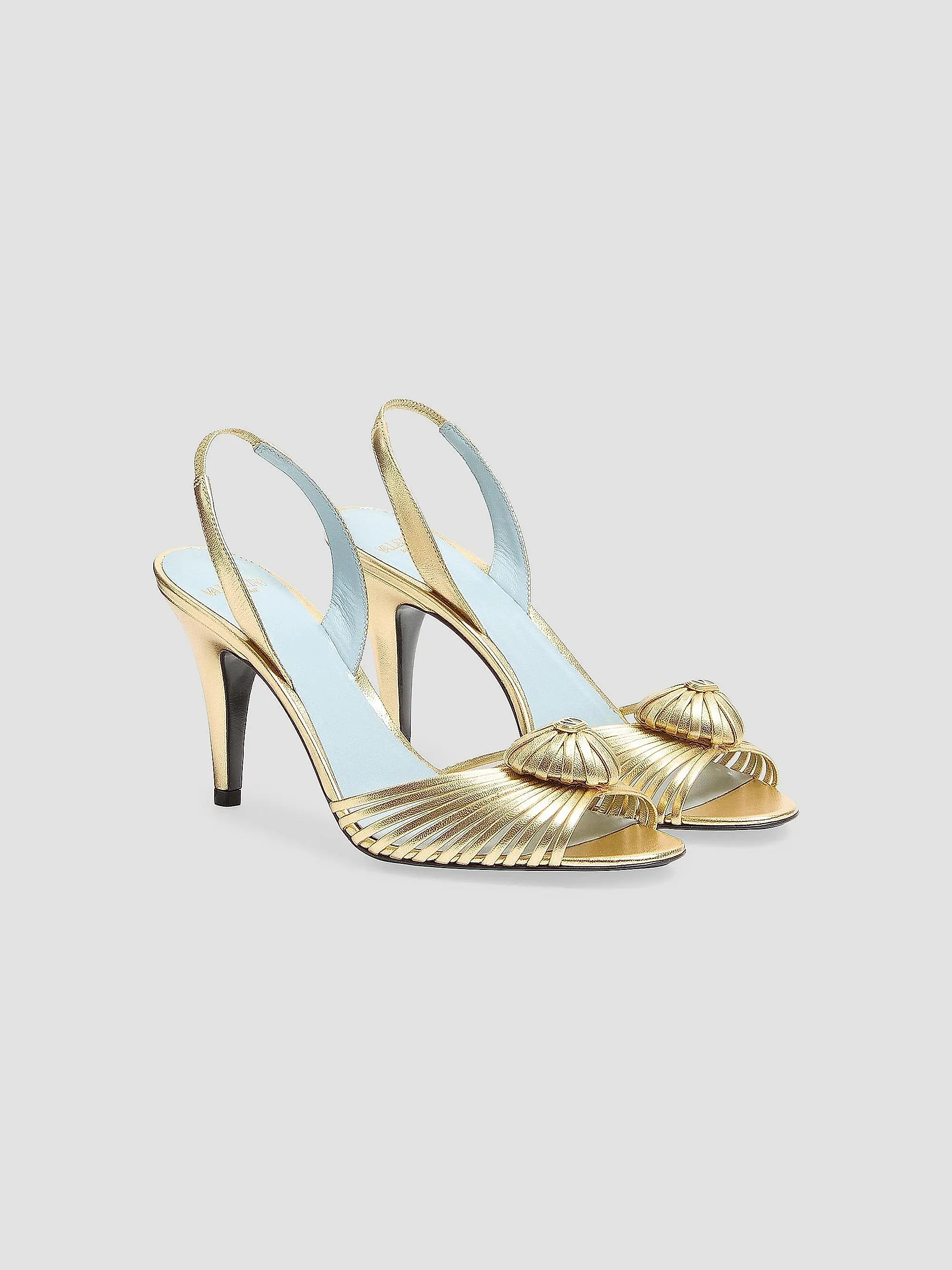 Valentino Garavani Coeur Royal 85MM Sandals in Laminated Nappa Leather | Saks Fifth Avenue | Saks Fifth Avenue