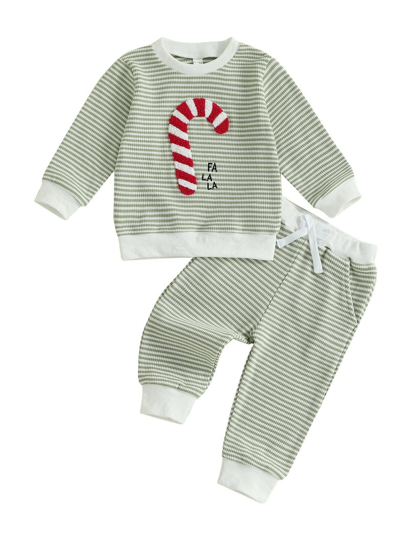 PaerPade Toddler Baby Boys Christmas Outfits 6 12 18 24 Months 2T 3T 4T Candy Cane Embroidery Str... | Walmart (US)