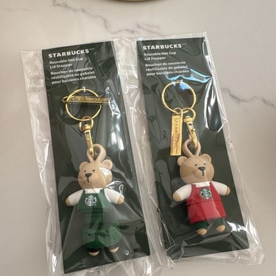 STARBUCKS reusable hot cup lid stopper CHRISTMAS BEAR 2025 Keychain | eBay US