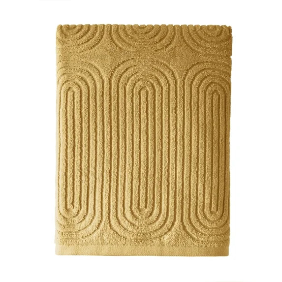 Beautiful by Drew Barrymore Textured Bath Towel, Soft 100% Cotton, Amber Yellow | Walmart (US)