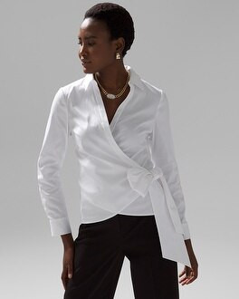 Petite Tie-Waist Poplin Shirt | White House Black Market