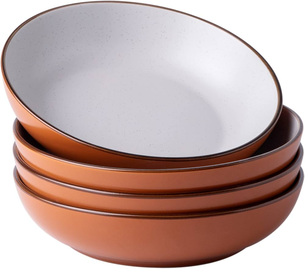 AmorArc 8.5'' Stoneware Pasta Bowls, 32oz Large Speckled Bowls Set of 4 for Kitchen, Wide Bowls f... | Amazon (US)