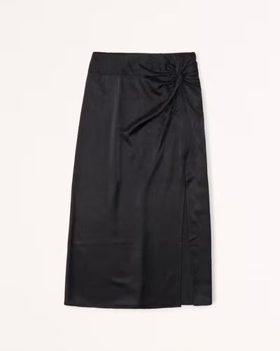 Knotted Elevated Satin Midi Skirt | Abercrombie & Fitch (US)