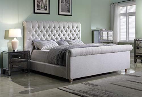 Best Master Furniture Jean-Carrie Upholstered Sleigh Bed Cal. King Beige | Amazon (US)