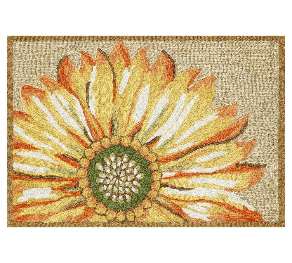 Painterly Sunflower Hand-Tufted Indoor/Outdoor Rug | Pottery Barn (US)