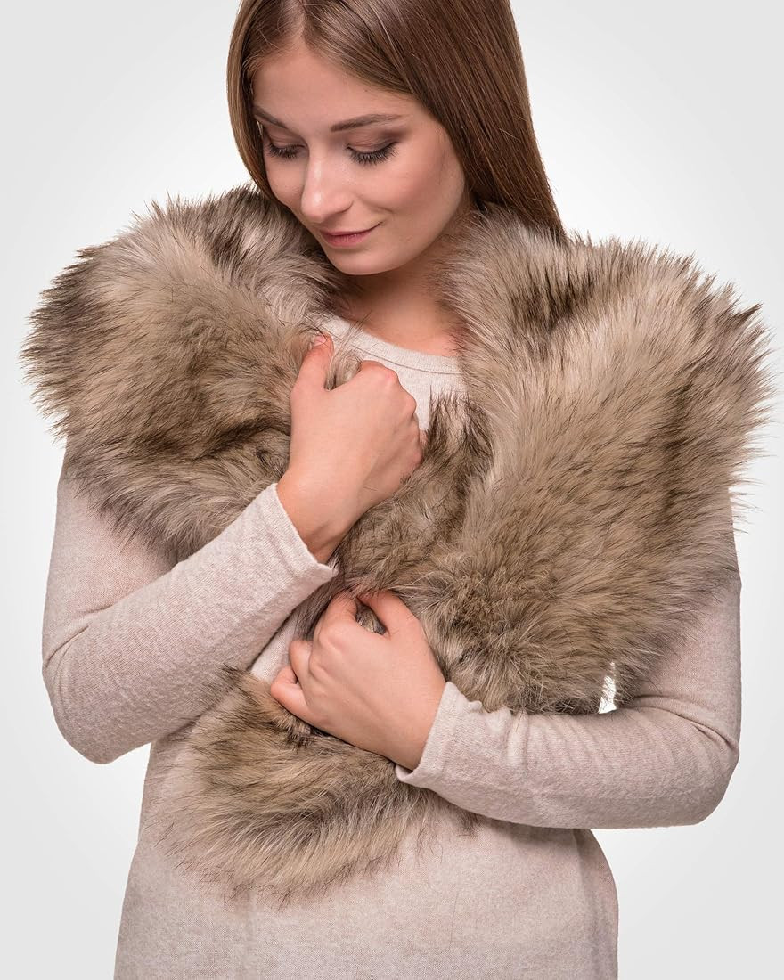 Futrzane Classic Shawl - Faux Fur Stoles Wraps for Women - Large Fake Fur Scarf | Amazon (US)