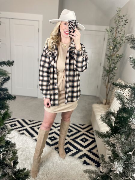 Weekend Walmart wins try on 
Plaid shacket- small 
Sweater dress- small, runs small! I need a medium 

#LTKSeasonal #LTKstyletip #LTKunder50