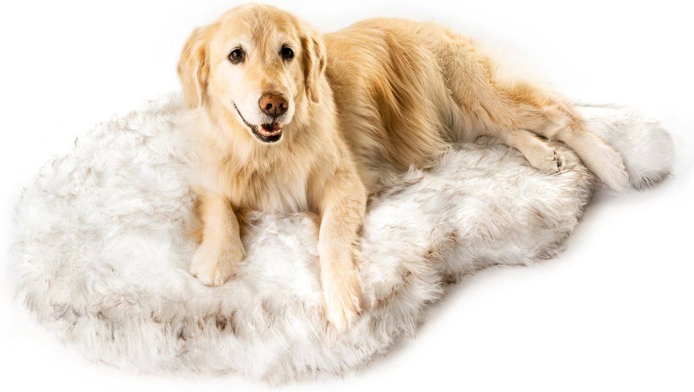 PAWBRANDS PupRug Faux Fur Curve Orthopedic Pillow Dog Bed w/Removable Cover, White, Large/X-Large... | Chewy.com