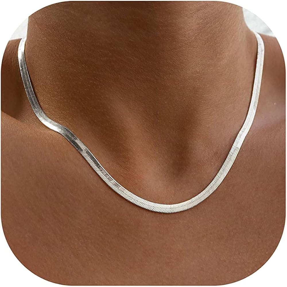 DEARMAY 14K Gold Necklaces for Women, Dainty Gold Herringbone Choker Necklace for Women Thin Laye... | Amazon (US)