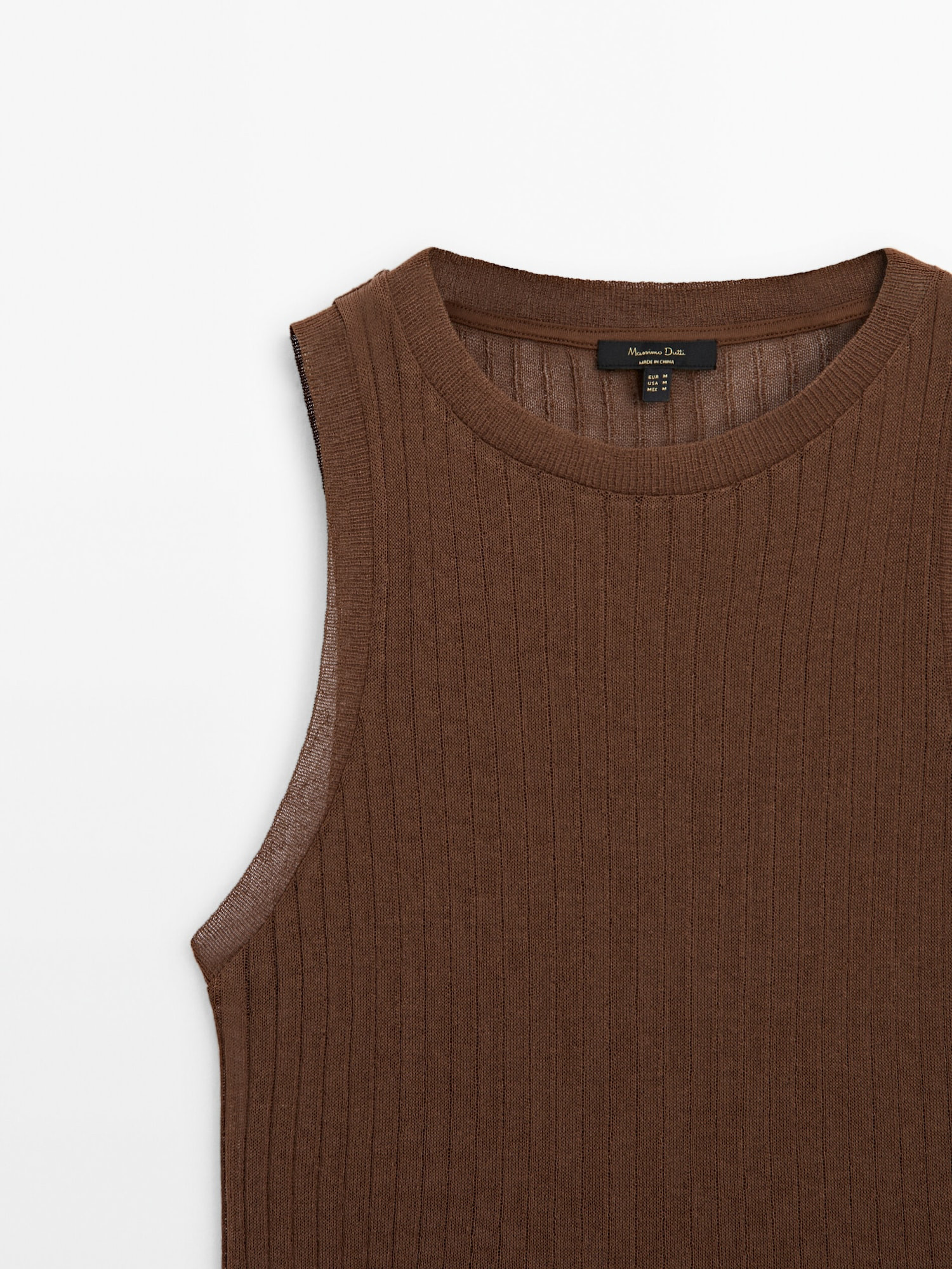Sleeveless open-knit top | Massimo Dutti US