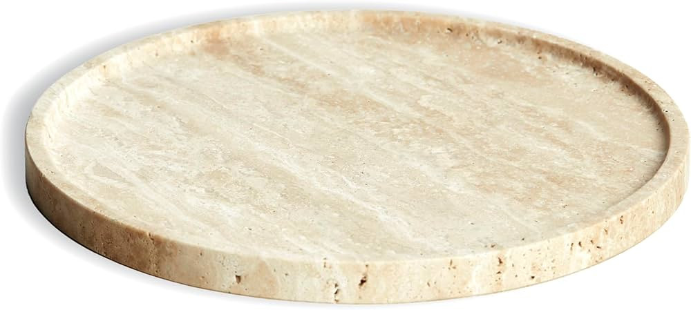 Travertine Marble Vanity Tray, Round Ottoman Tray Minimalist Modern Decorative for Bathroom, Kitc... | Amazon (US)