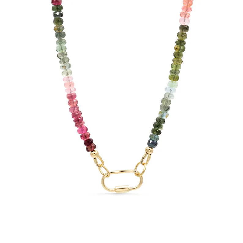 Mixed Tourmaline Carabiner Necklace | Watermelon Tourmaline Carabiner Necklace [ENMP1060] | Multi... | Etsy (US)