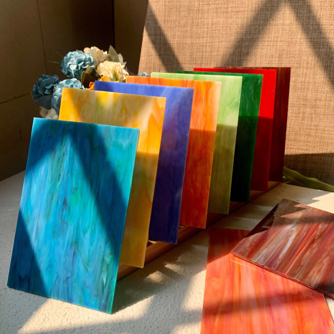 10 Sheets Variety Streaky Glass Packs , Cathedral Stained Glass Sheets for Mosaic Tiles Crafts,mi... | Etsy (US)