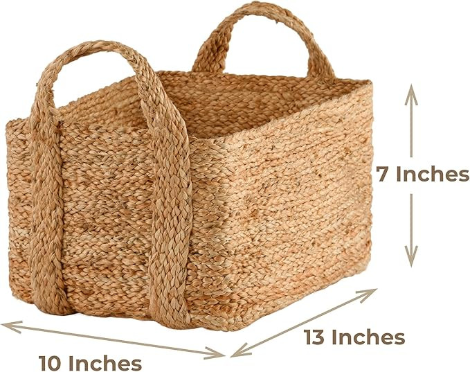 GooBloo Handmade Woven Basket 100% Jute - 10” x 7” - Set of 2- Storage Basket for Living Room... | Amazon (US)