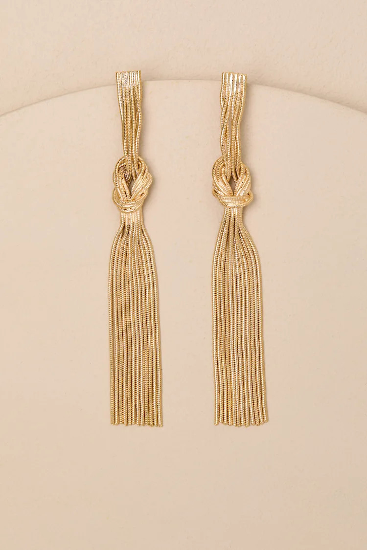 Vamika Gold Knotted Chain Drop Earrings | Lulus