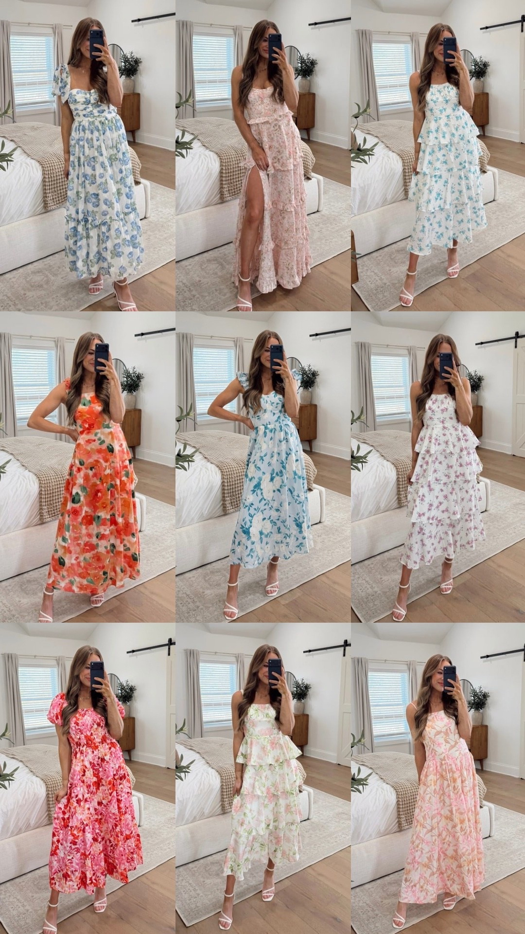 Amazon spring dresses Easter floral flowy maxi bump friendly Haul tryon pink blue orange yellow church Sunday summer vacation wedding guest baby shower 