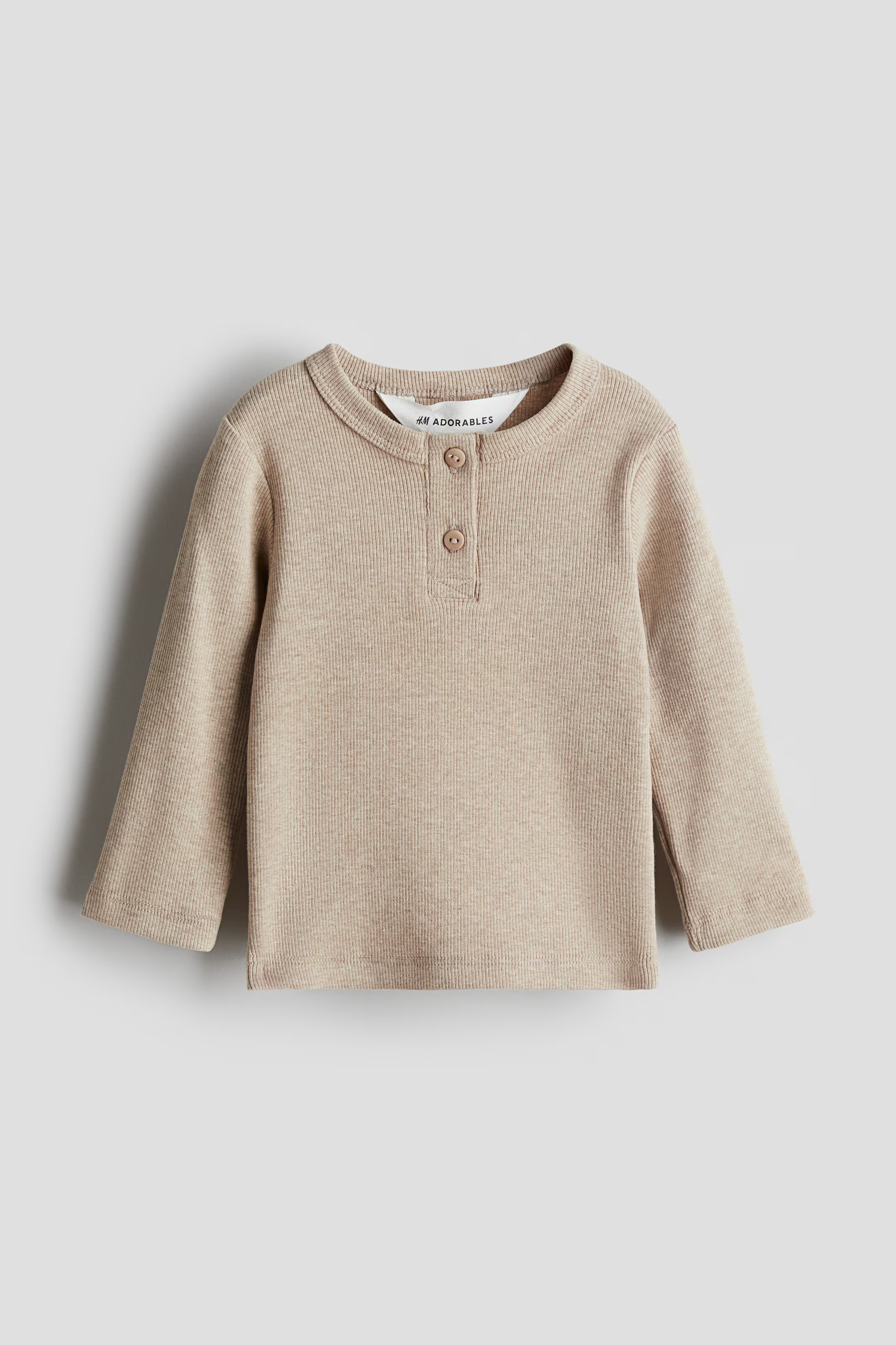 Ribbed Cotton Henley Shirt | H&M (US + CA)