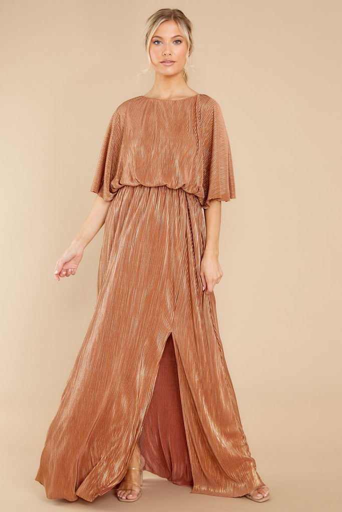 Night Of Elegance Bronze Maxi Dress | Red Dress 