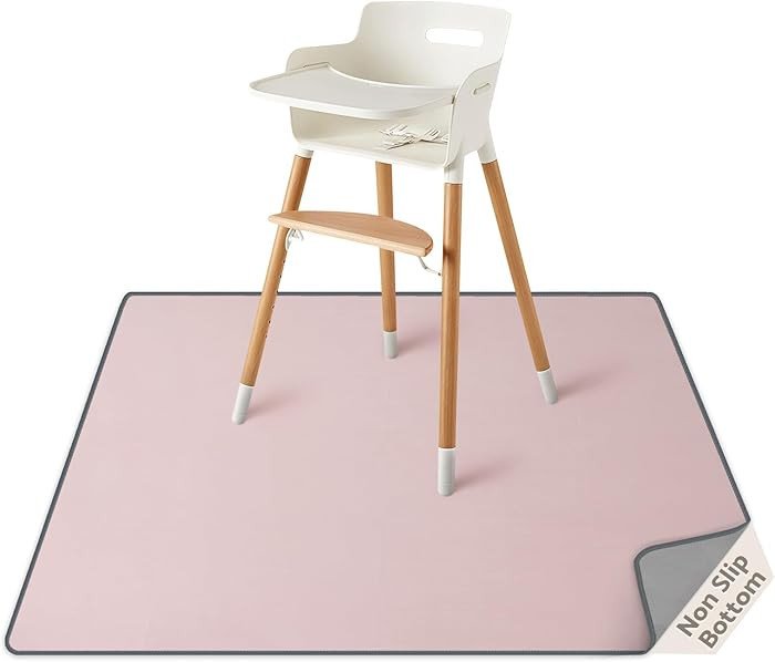 Blissful Diary Baby Splat Mat for Under High Chair, 50.4 x 50.4 Inch Wipeable Splash Mat, Waterpr... | Amazon (US)