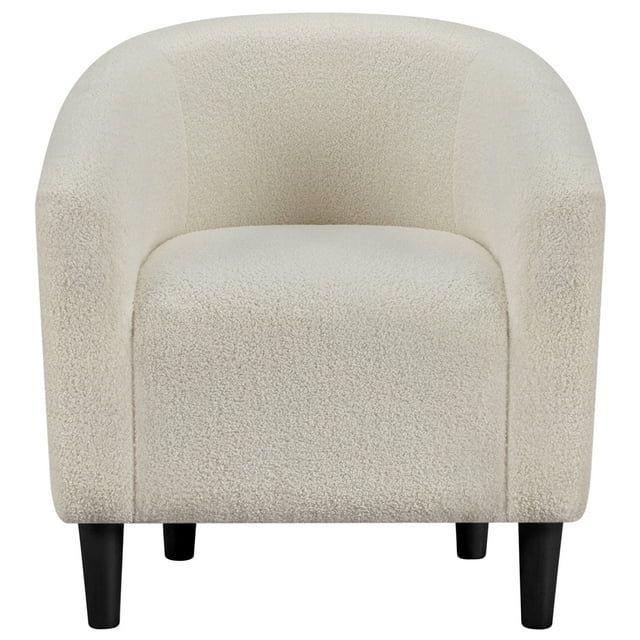 Alden Design Barrel Accent Chair Polyester Boucle Upholstery, Ivory | Walmart (US)