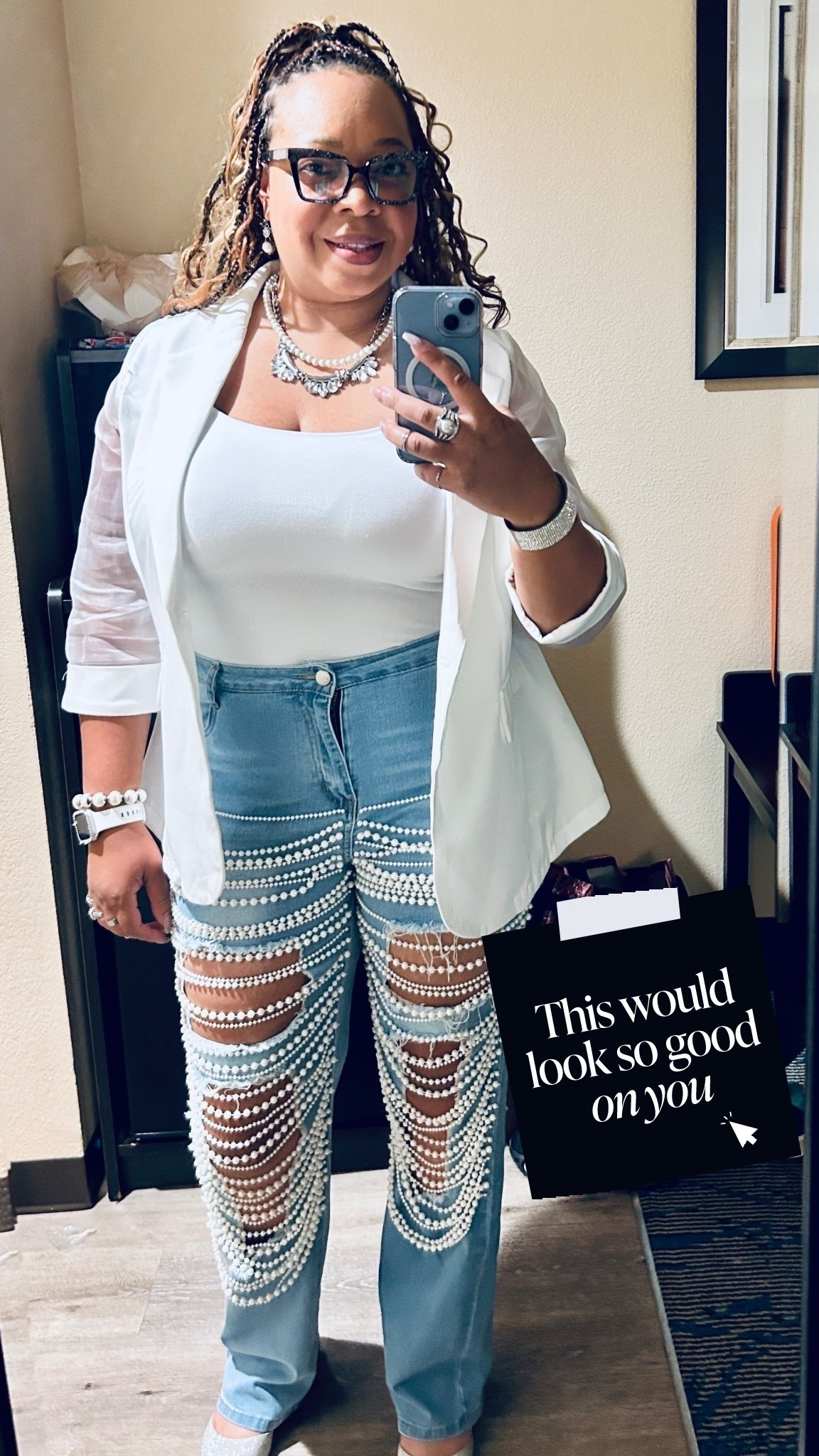 💎 Denim meets diamonds 💙✨
Pearls on denim, rhinestones that shine, and a little white blazer to pull it all together. Party theme was giving bling & classy queen energy all night long.

#DenimAndBling #DateNightStyle #PearlsAndRhinestones #OOTN #LTKStyle

#LTKParties #LTKPlusSize #LTKFindsUnder100