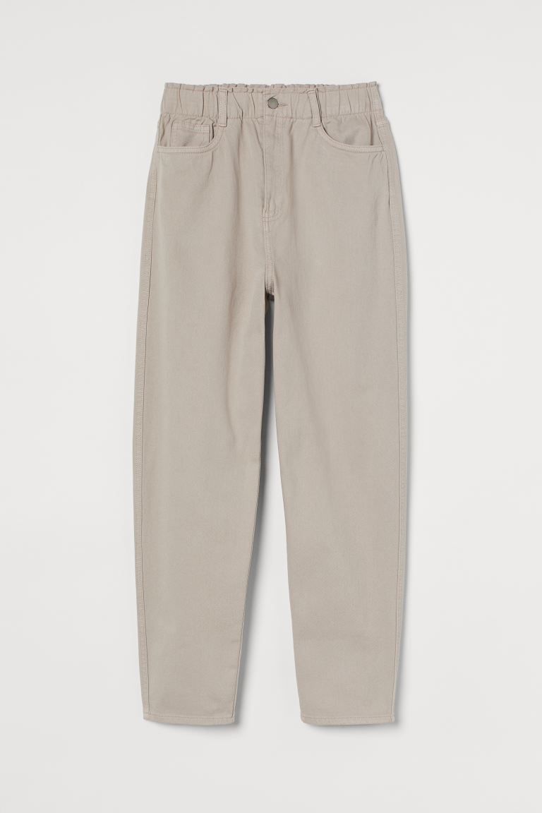 5-pocket, ankle-length trousers in cotton twill. High waist with covered elastication and a small... | H&M (UK, MY, IN, SG, PH, TW, HK)