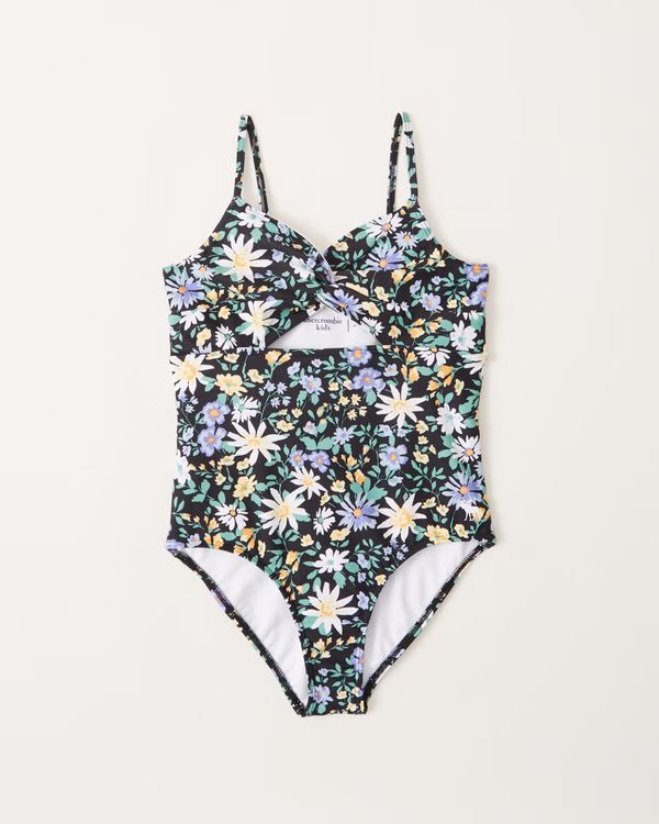 girls twist-front cutout one-piece swimsuit | girls clearance | Abercrombie.com | Abercrombie & Fitch (US)