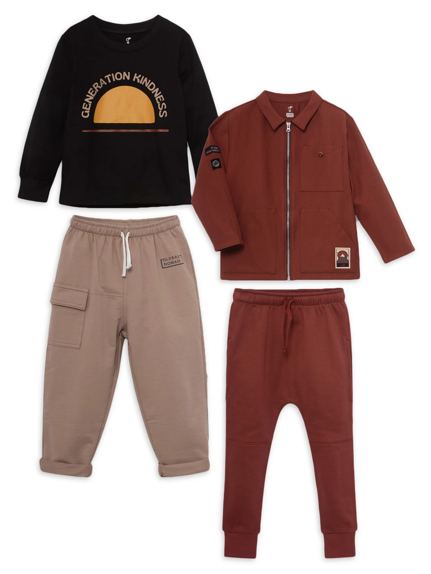 Little Star Organic Toddler and Kids Boys Mix & Match Outfit Set, 4-Piece Set, Sizes 12M-10 | Walmart (US)