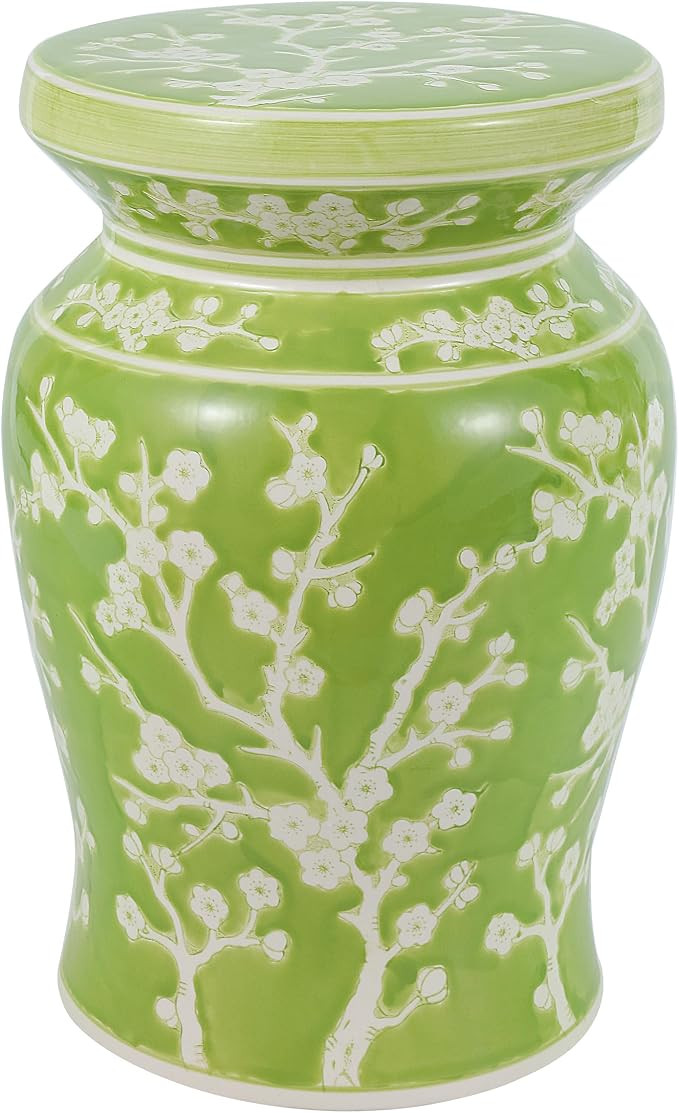 Amazon.com: JONATHAN Y TBL1017C Cherry Blossom 17.75" Ceramic Indoor/Outdoor Garden Stool Coastal... | Amazon (US)