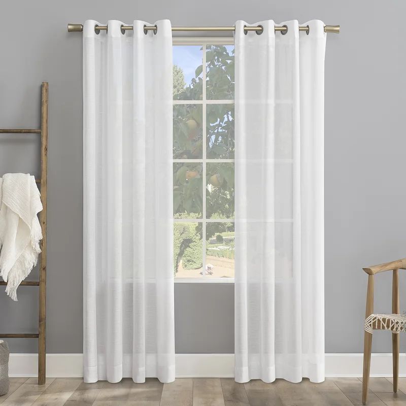 Giacomina Linen Solid Color Sheer Grommet Single Curtain Panel | Wayfair North America