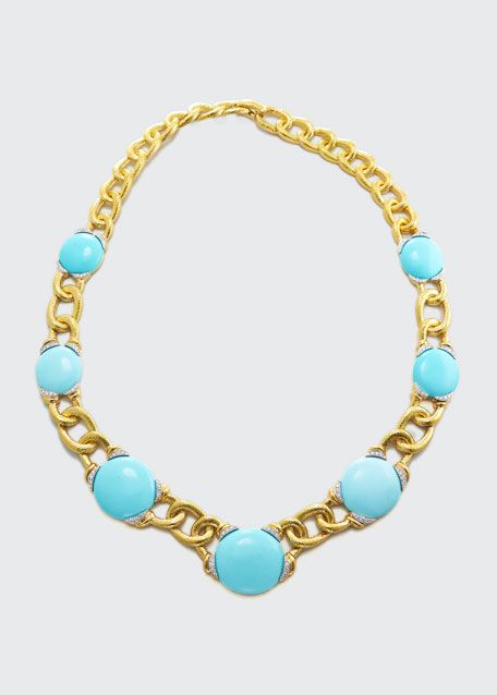 David Webb Couture Turquoise Cabochon Necklace | Bergdorf Goodman