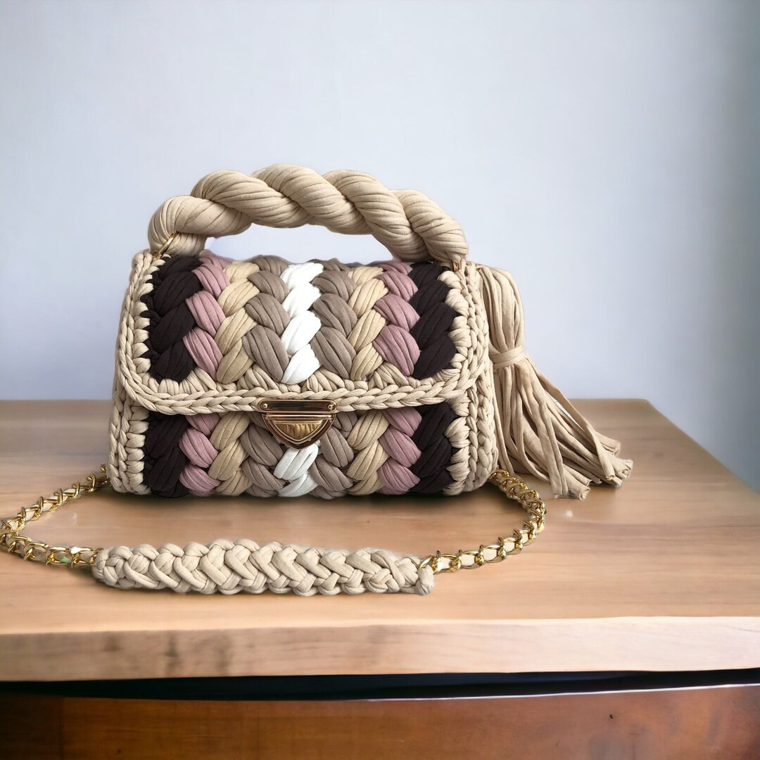 Handmade Colorful Crochet Large Crossbody Bagmulticolor - Etsy | Etsy (US)