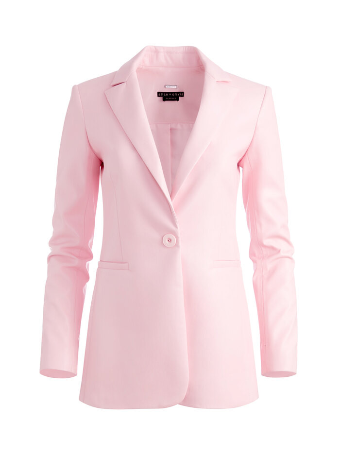 BREANN VEGAN LEATHER FITTED BLAZER | Alice + Olivia