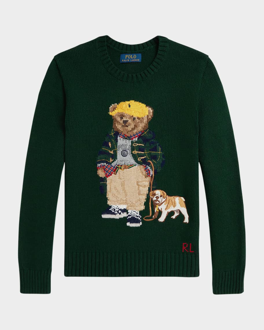 Ralph Lauren Childrenswear Boy's Polo Bear Crewneck Sweater, Size S-XL | Neiman Marcus