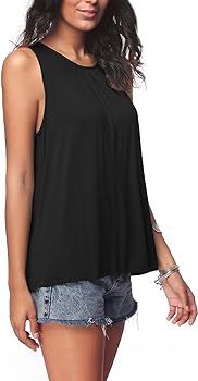 Women's Summer Sleeveless Pleated Back Closure Casual Tank Tops | Amazon (US)