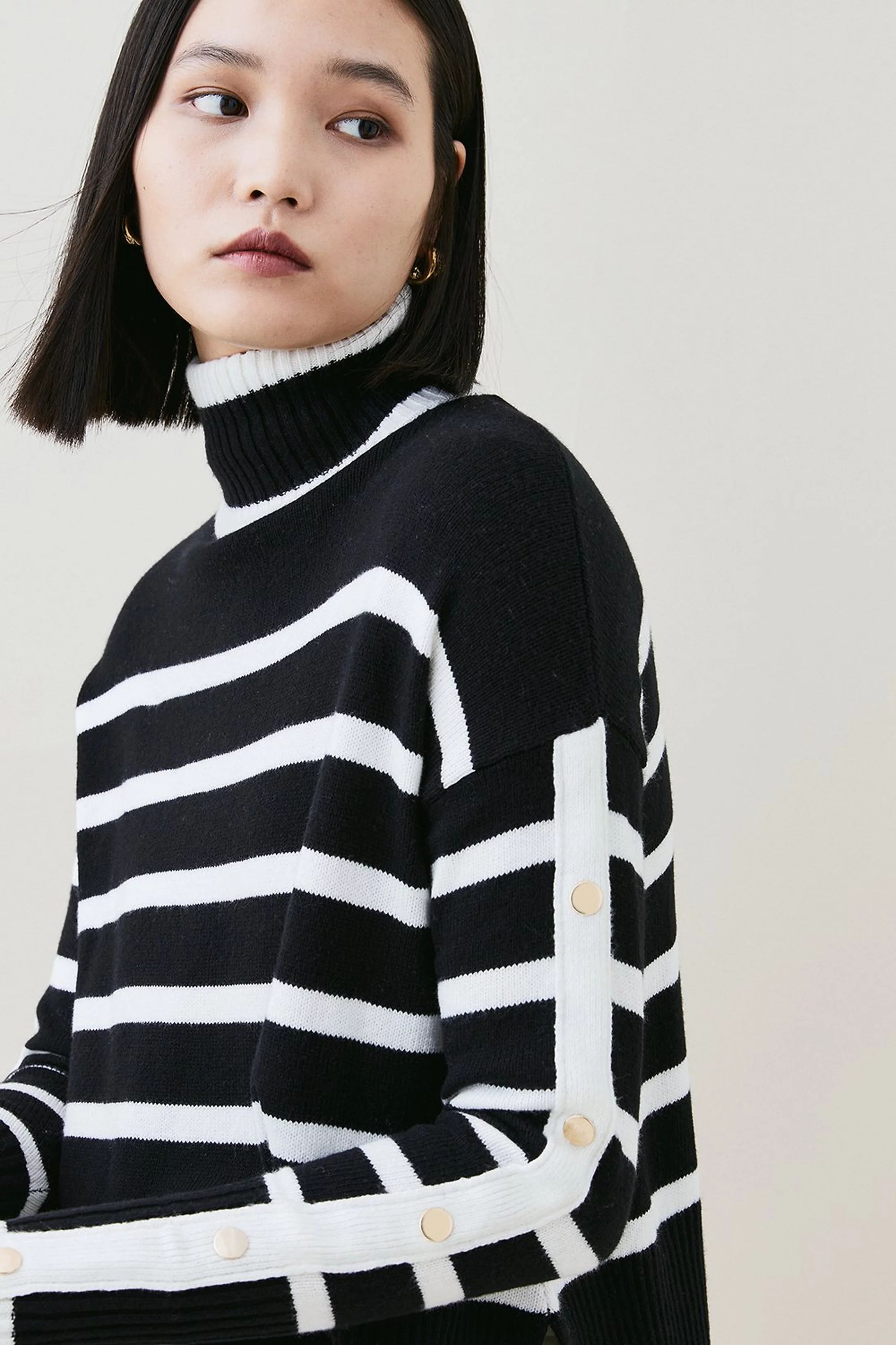 Mid Gauge Cashmere Mix Stripe Jumper | Karen Millen UK + IE + DE + NL