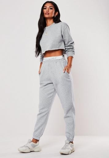 Gray Missguided Taped Joggers | Missguided (US & CA)